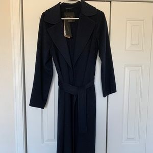 Navy Blue Massimo Dutti Wool Coat